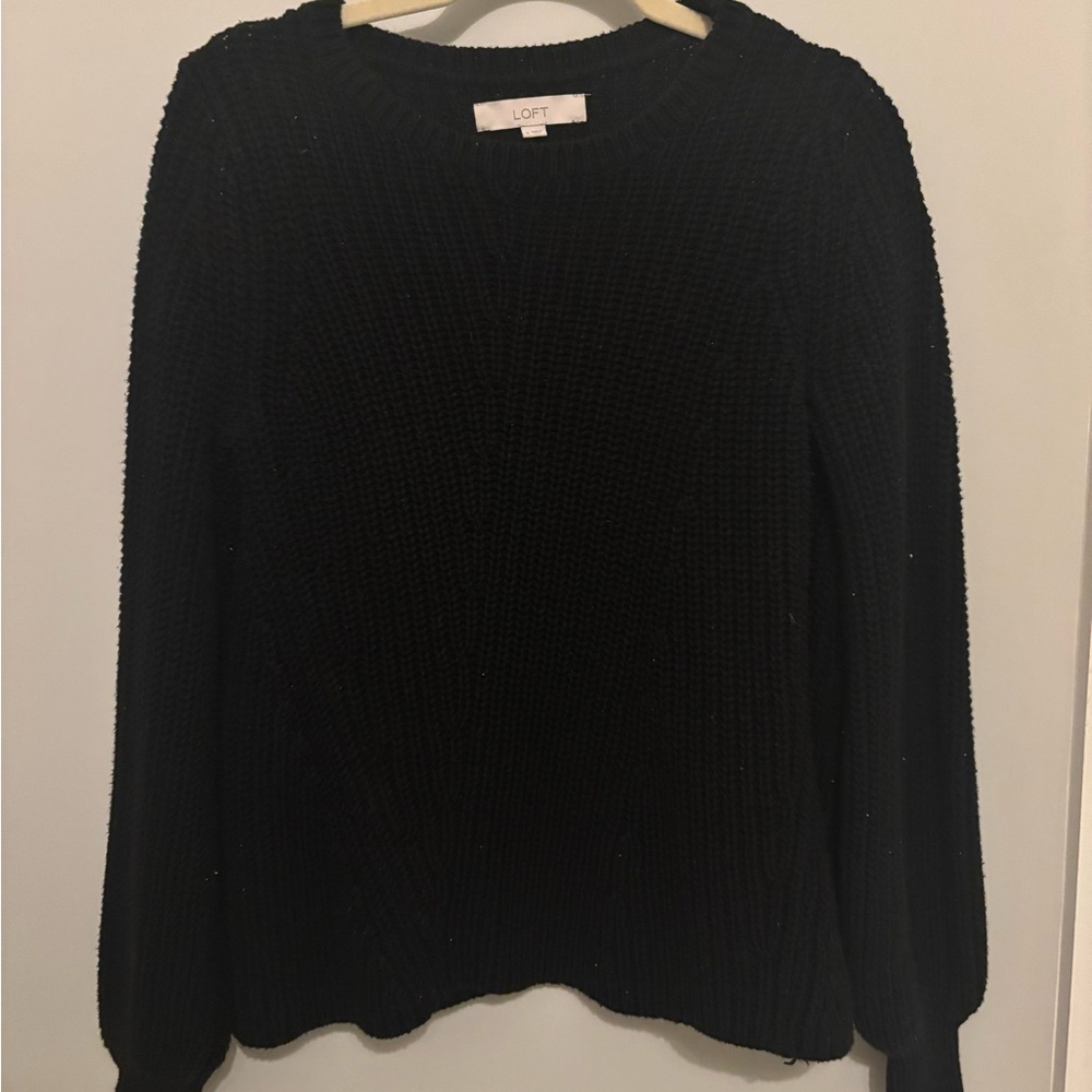 LOFT Women's Classic Black Crew Neck Sweater